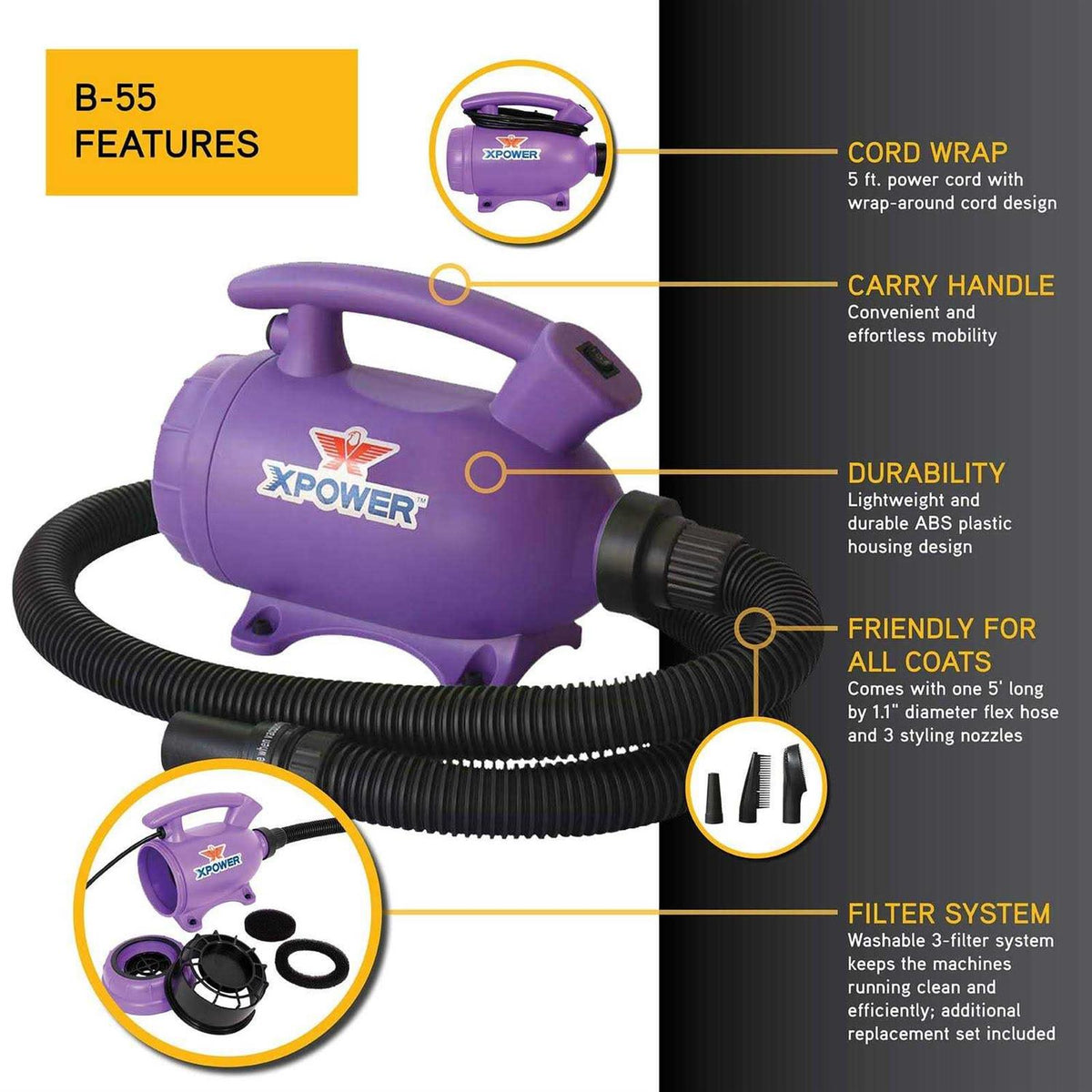 Pet Grooming Force Dryer Vacuum K523