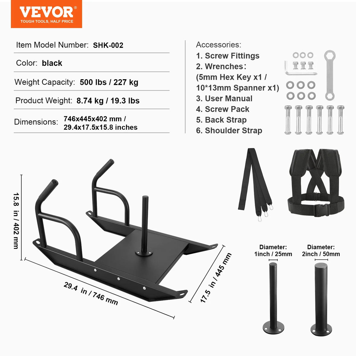 Steel Pull Sled with Handle for Weight Plates F936691