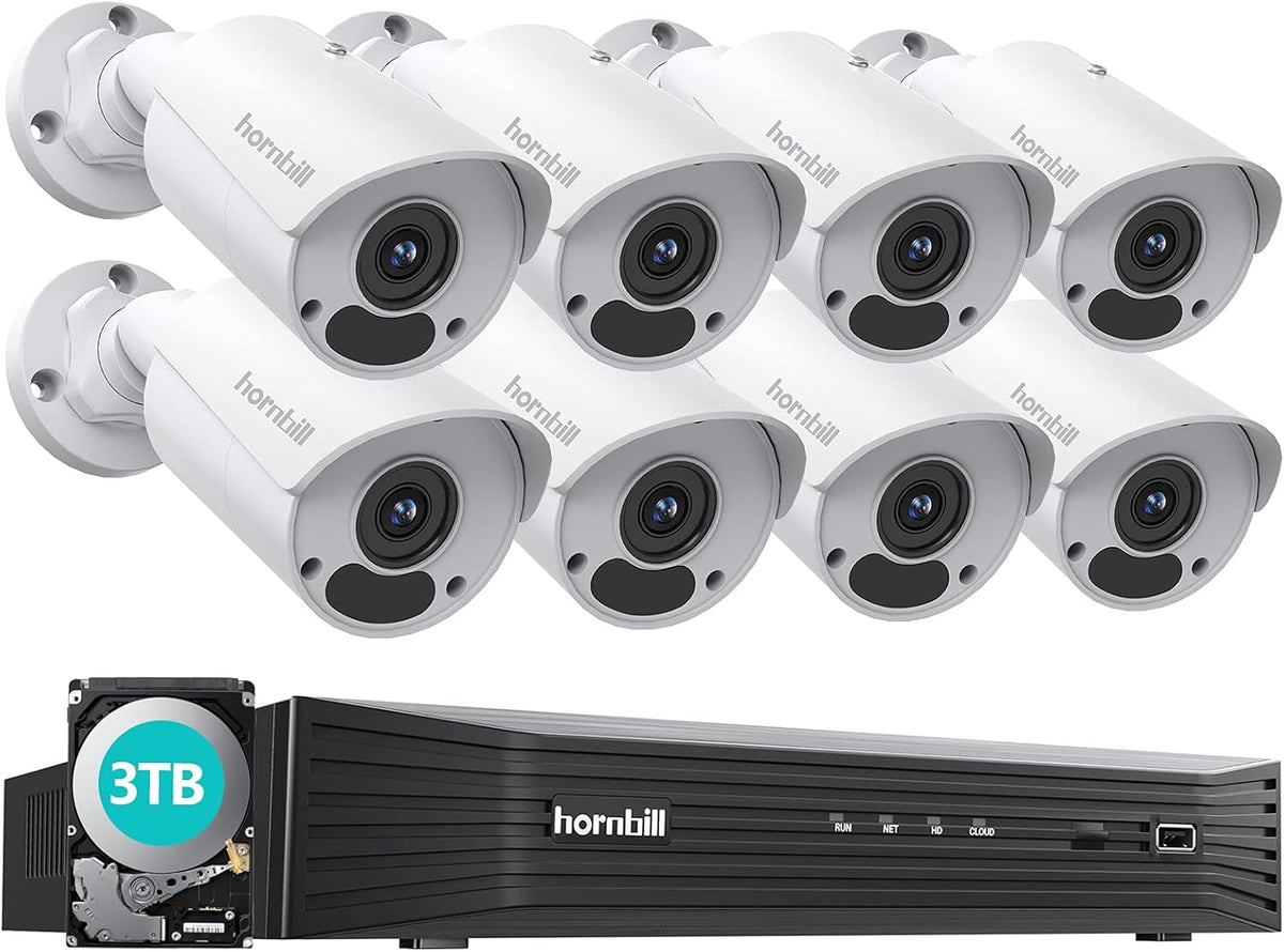 4K PoE Security Camera System 8MP 16 Channel 8Pcs with 3TB Hard Drive P25954