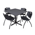 Grey Square Breakroom Table & 4 Stack Chairs V219510