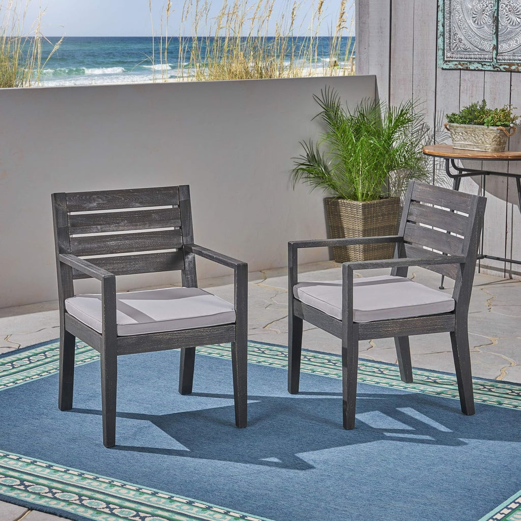 Acacia Wood Outdoor Dining Chairs Set Of 2 N563189