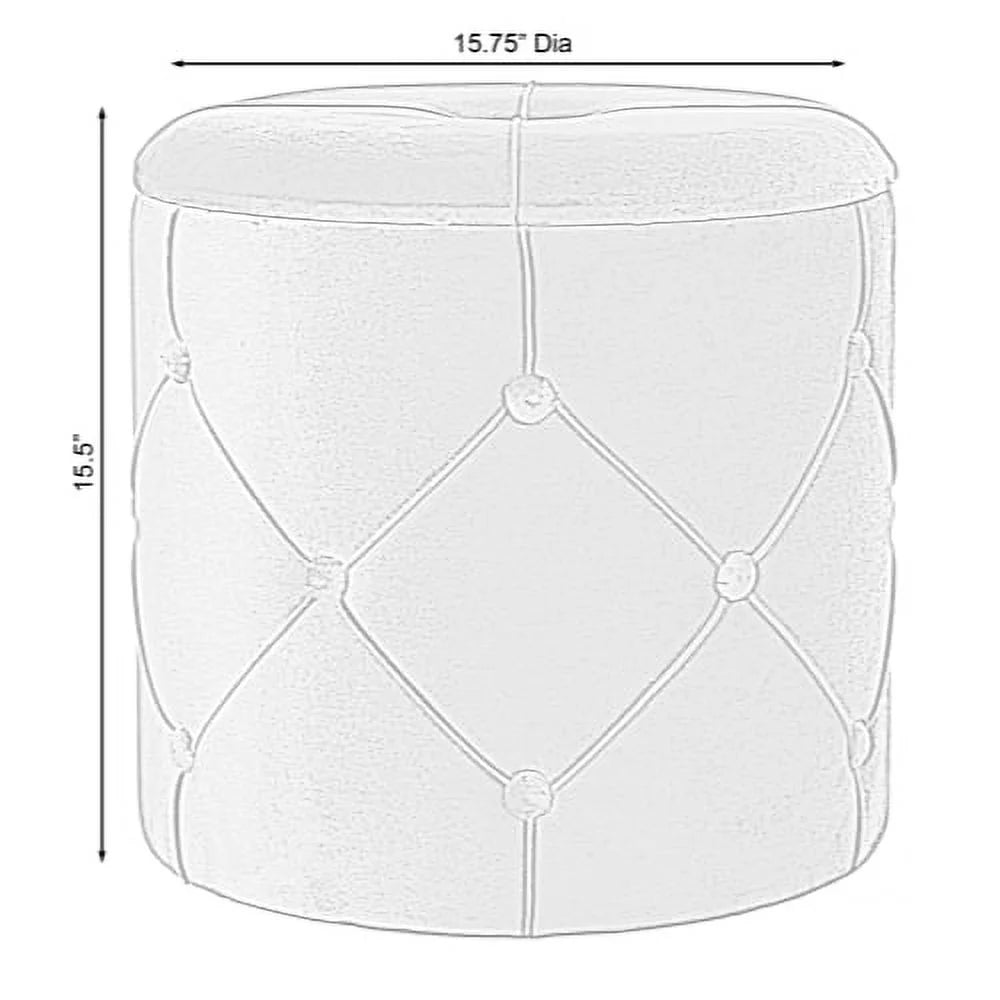 Round Wooden Velvet Ottoman Stool with Lid N686393
