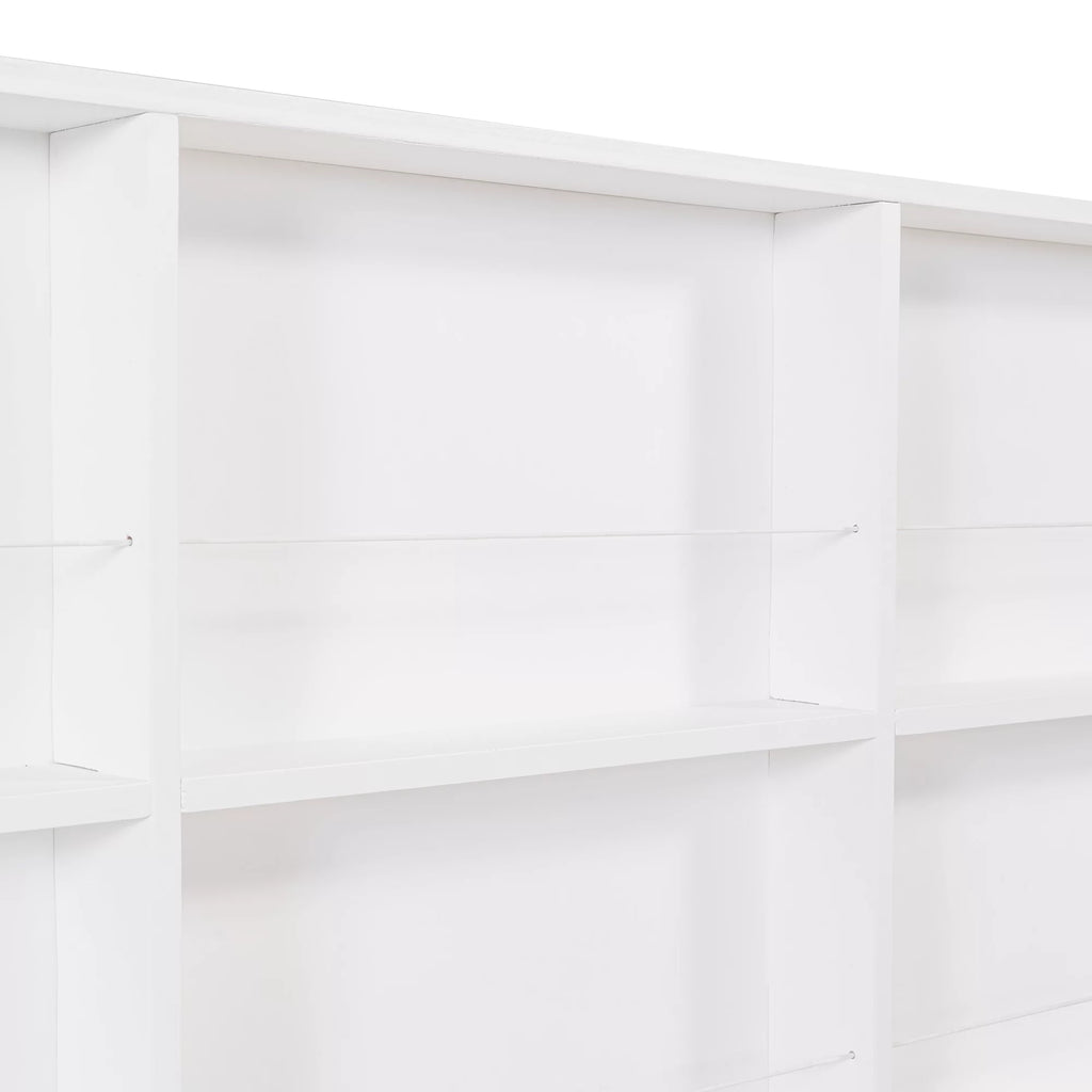 White Twin House Bed with Storage Drawers and Shelves J4041