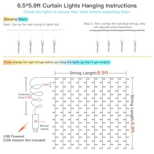 200 Led Warm White Curtain Lights N140375