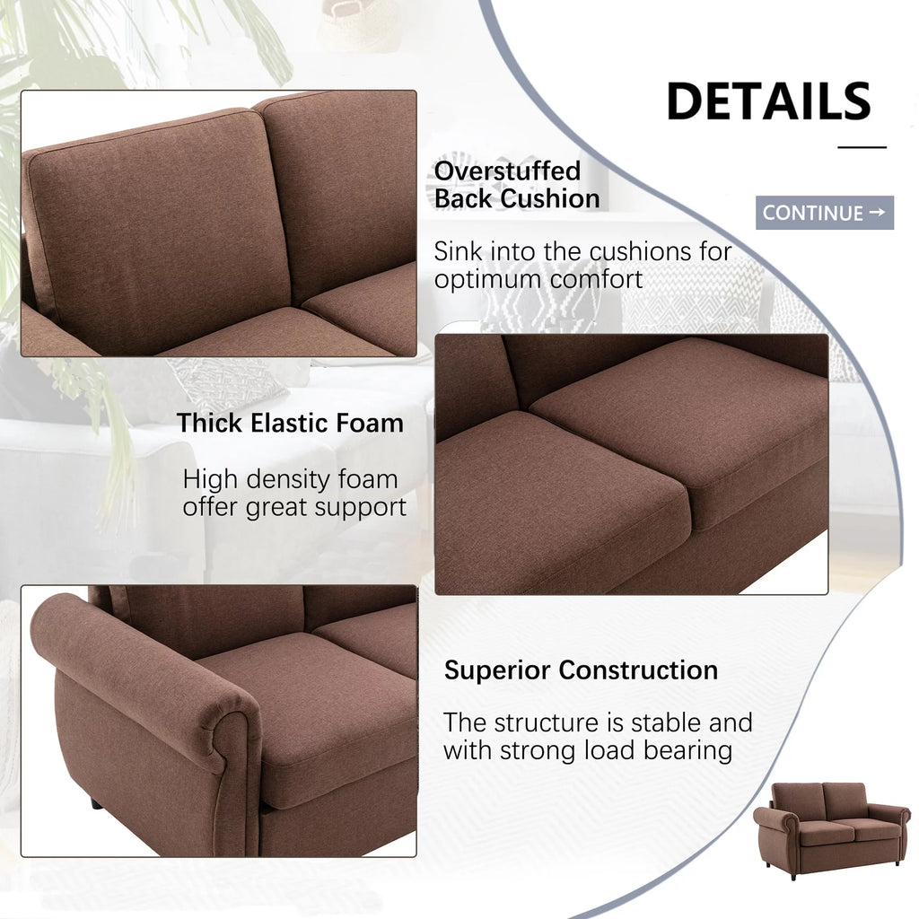 Brown Twin Size Pull Out Sofa Bed T7994