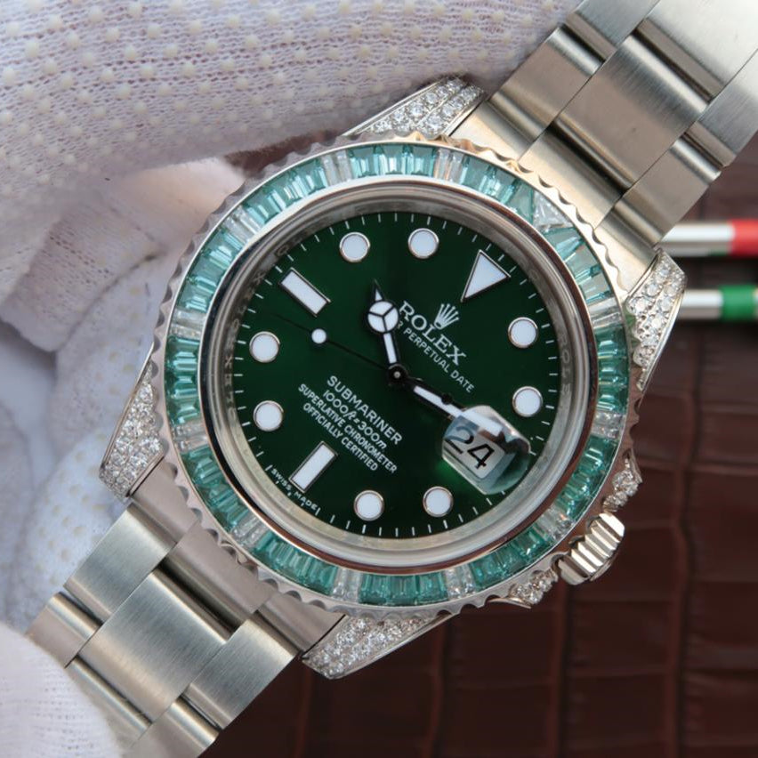 Silver Green Diamond 40mm Y89304