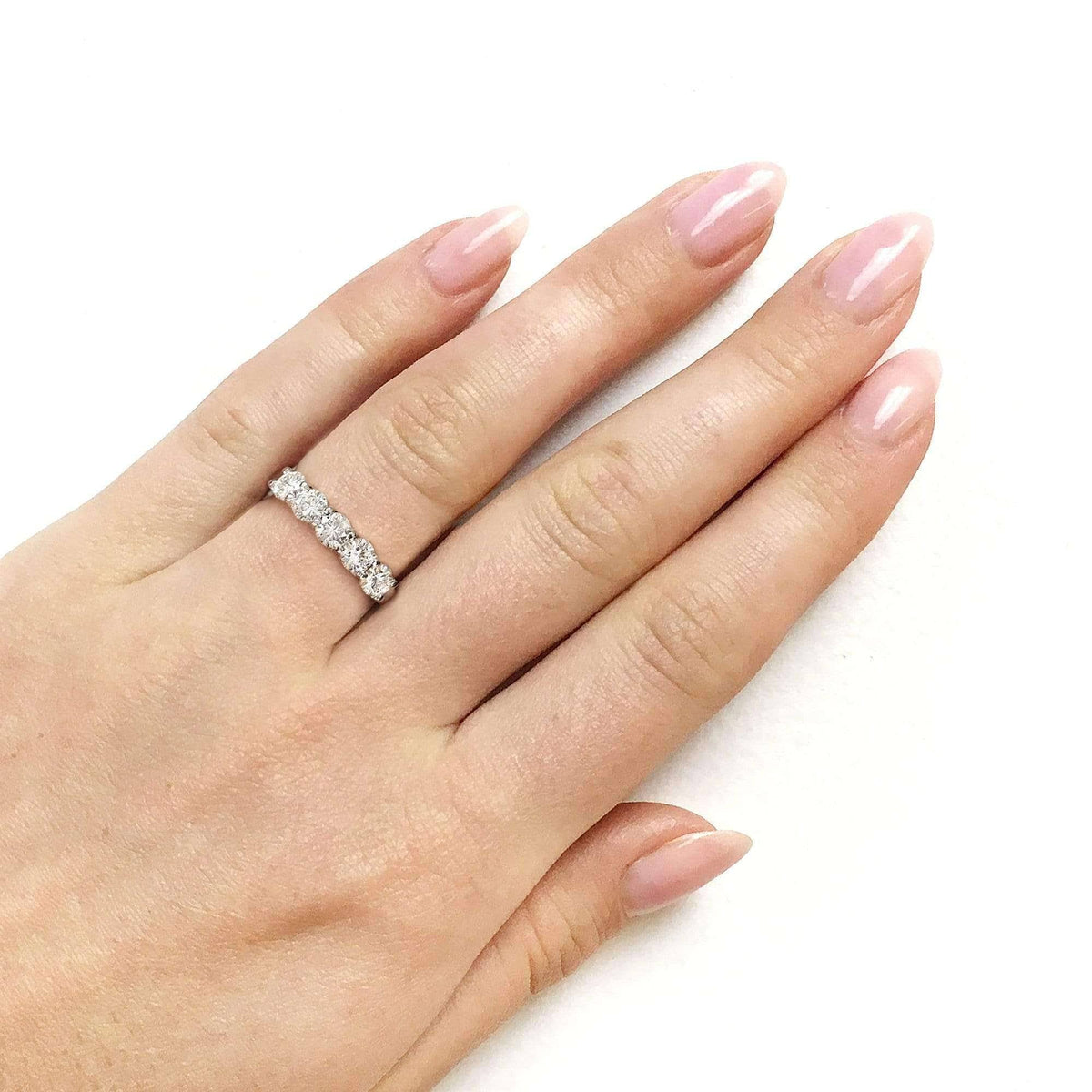4/5 Carat Round Brilliant Near Colorless Moissanite Bridal Wedding Band 14K Yellow Gold V81045