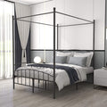 White Full Size Metal Canopy Bed Frame with Headboard and Footboard I66069