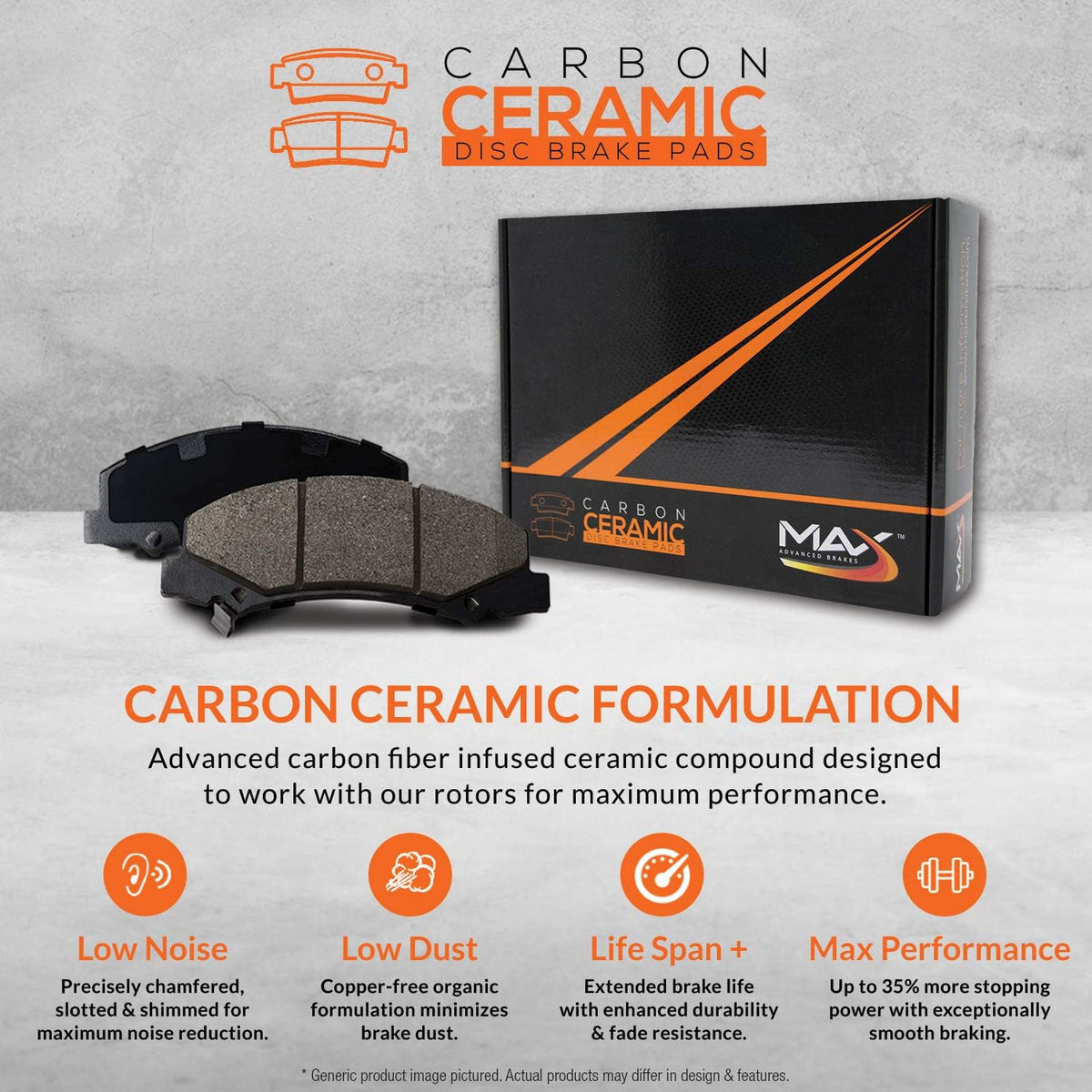 Max Brakes Premium OE Rotors with Carbon Ceramic Pads L45007