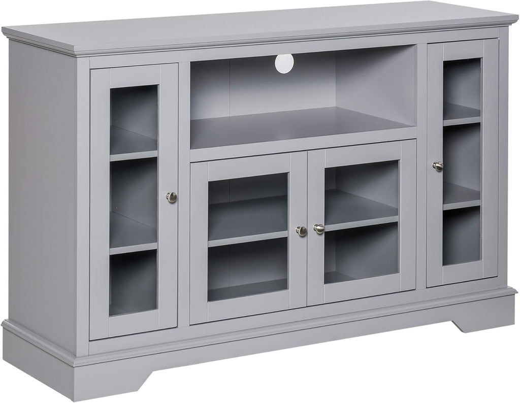 White Sideboard Storage Cabinet with Glass Doors N16097
