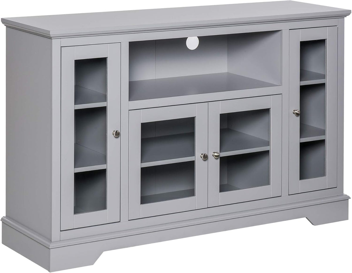 White Sideboard Storage Cabinet with Glass Doors N16097
