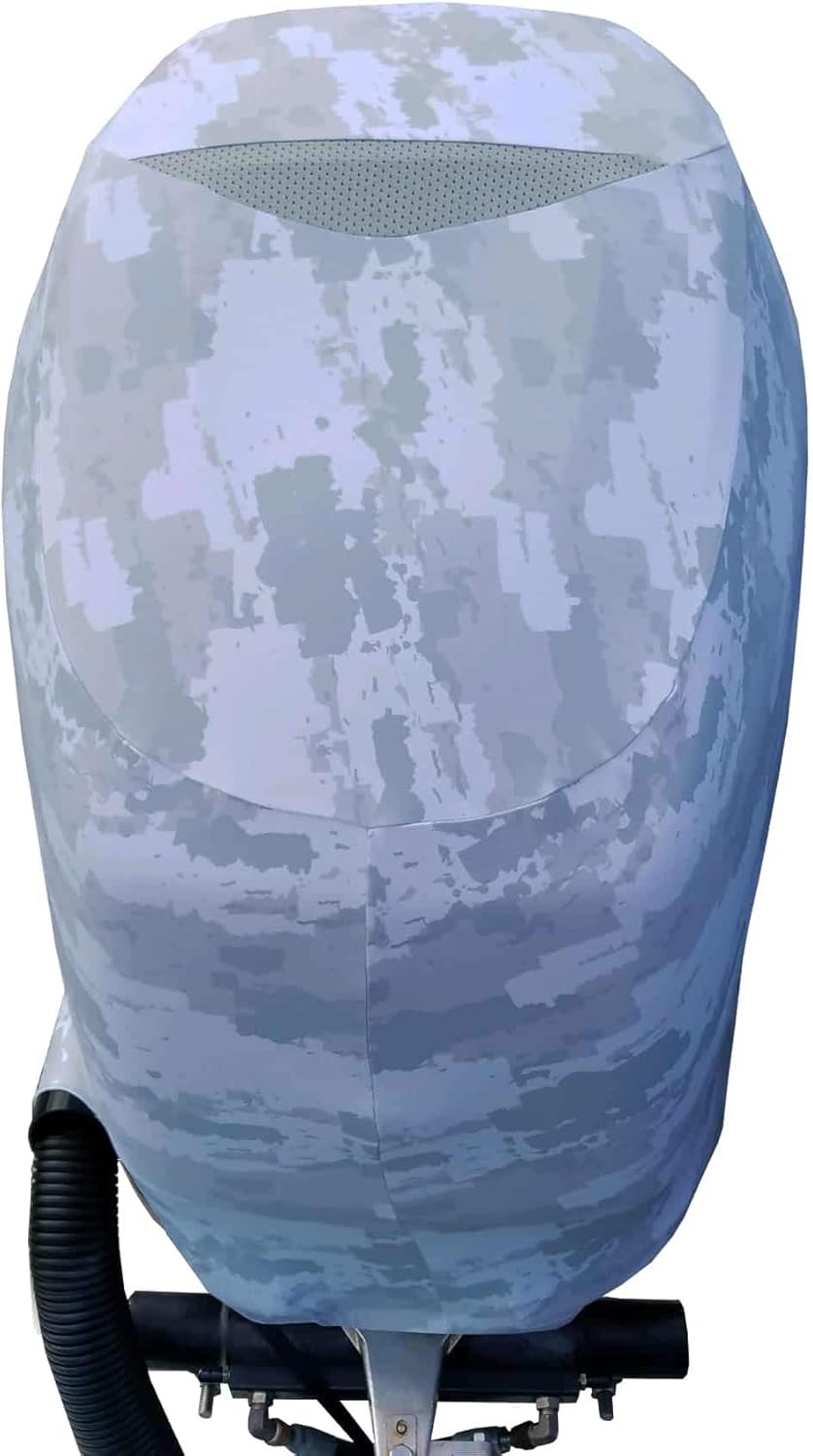 Grey Digital Camo Outboard Motor Cover K3887