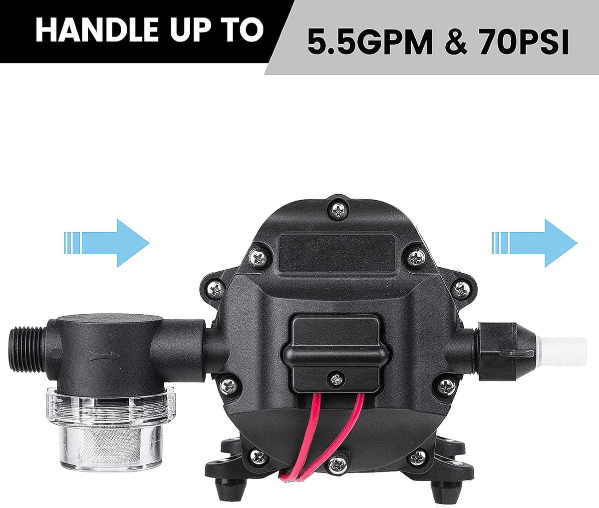 12V Water Pressure Diaphragm Pump 5.5GPM 70PSI Z751