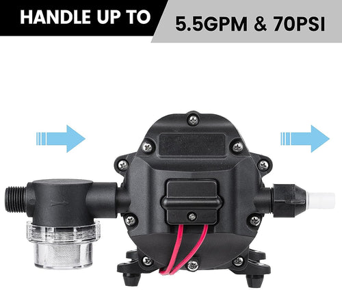 12V Water Pressure Diaphragm Pump 5.5GPM 70PSI Z751