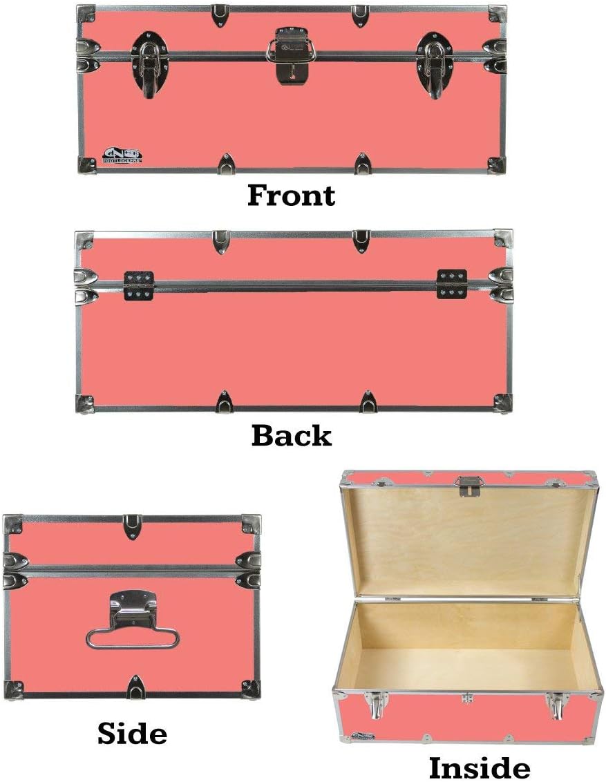 Camp Trunk Footlocker 32 x 18 x 13.5 Inches Coral E909337