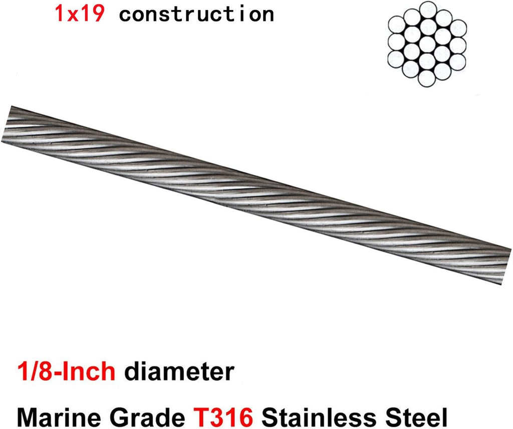 304 Stainless Steel Wire Rope 500ft 3/16 7x19 Cable L9041