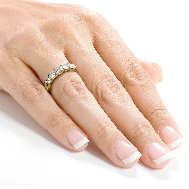 4/5 Carat Round Brilliant Near Colorless Moissanite Bridal Wedding Band 14K Yellow Gold V81045