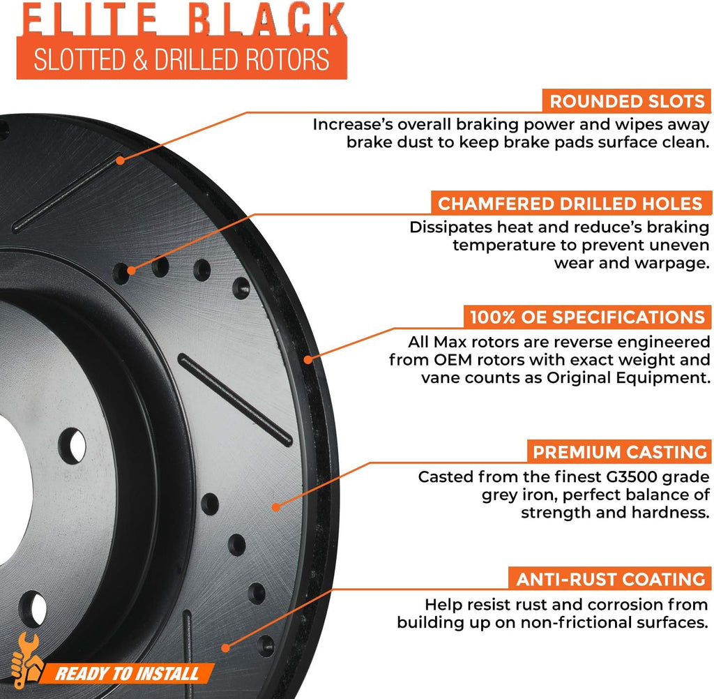 Max Brakes Premium OE Rotors with Carbon Ceramic Pads L45007