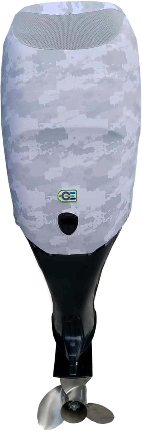 Grey Digital Camo Outboard Motor Cover K3887