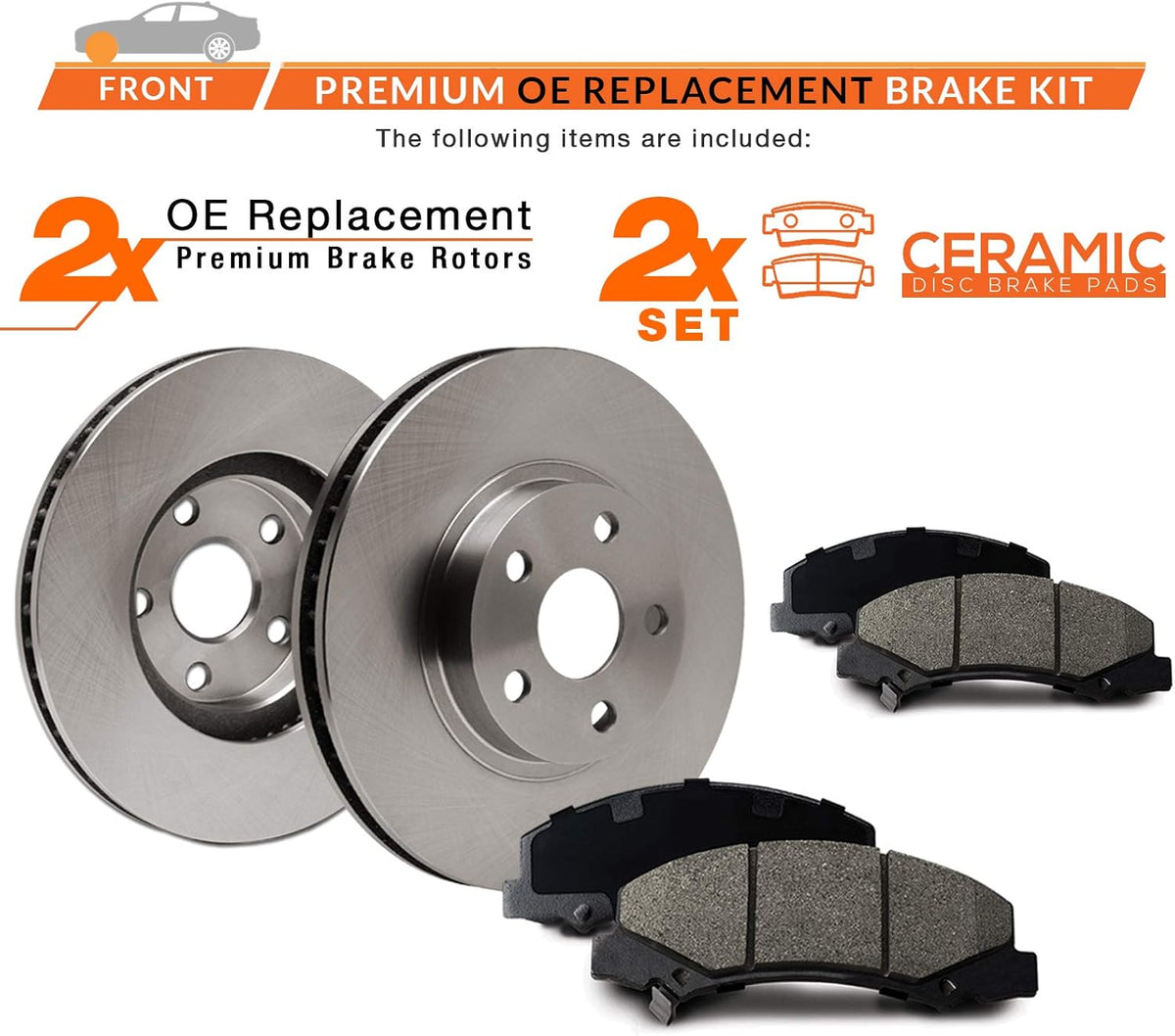 Max Brakes Premium OE Rotors with Carbon Ceramic Pads L45007