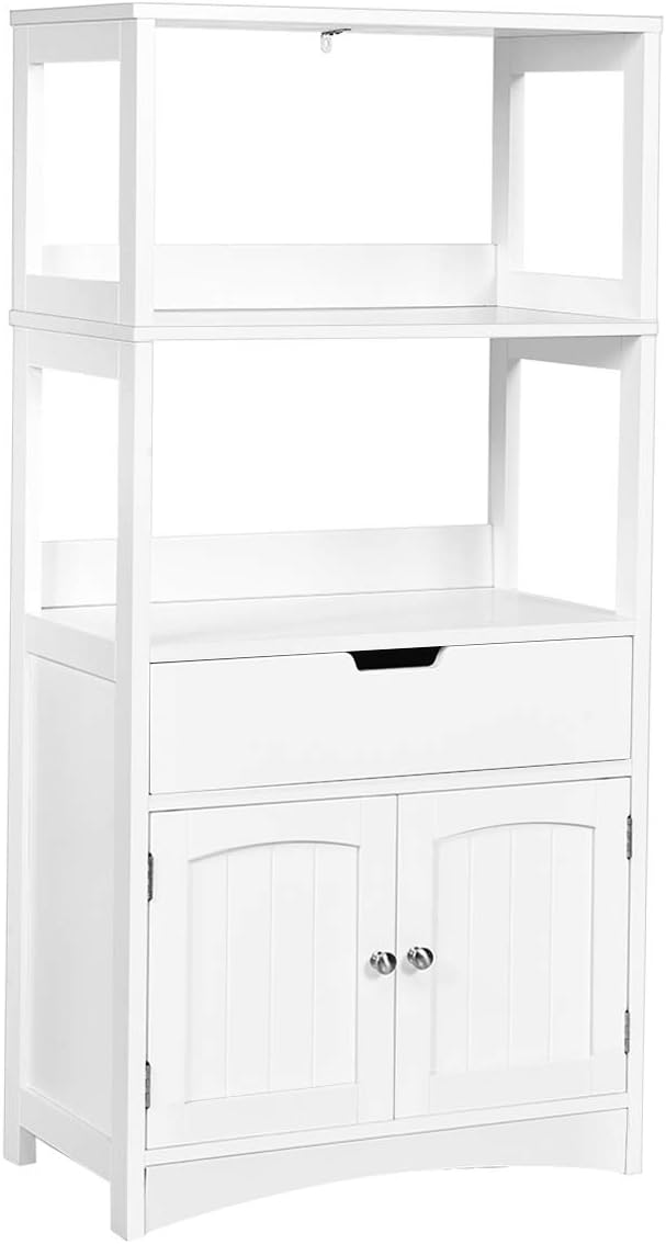 Grey Free Standing Bathroom Floor Cabinet with Drawer and Shelves L145