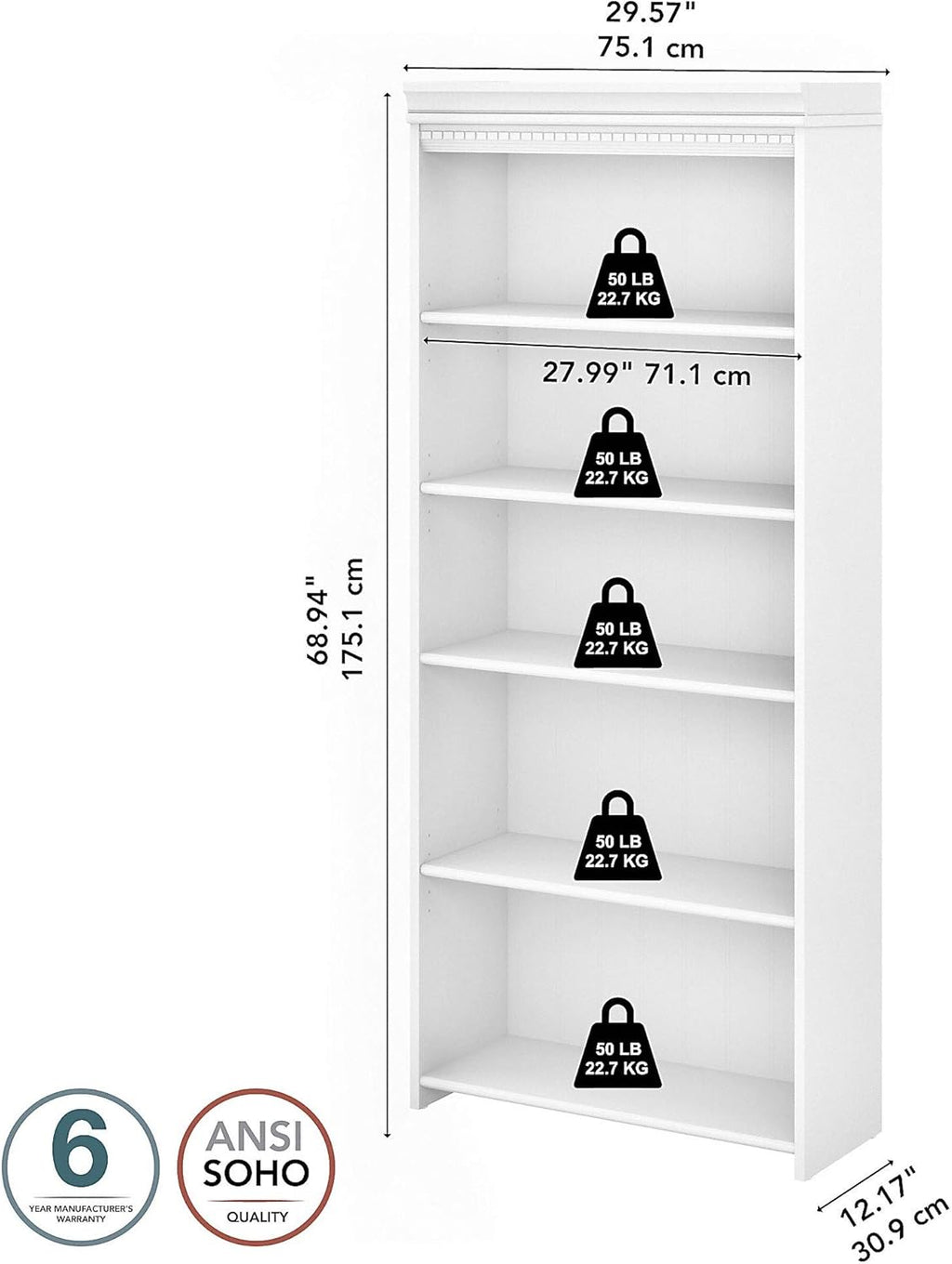 Tall 5 Shelf Bookcase G8364
