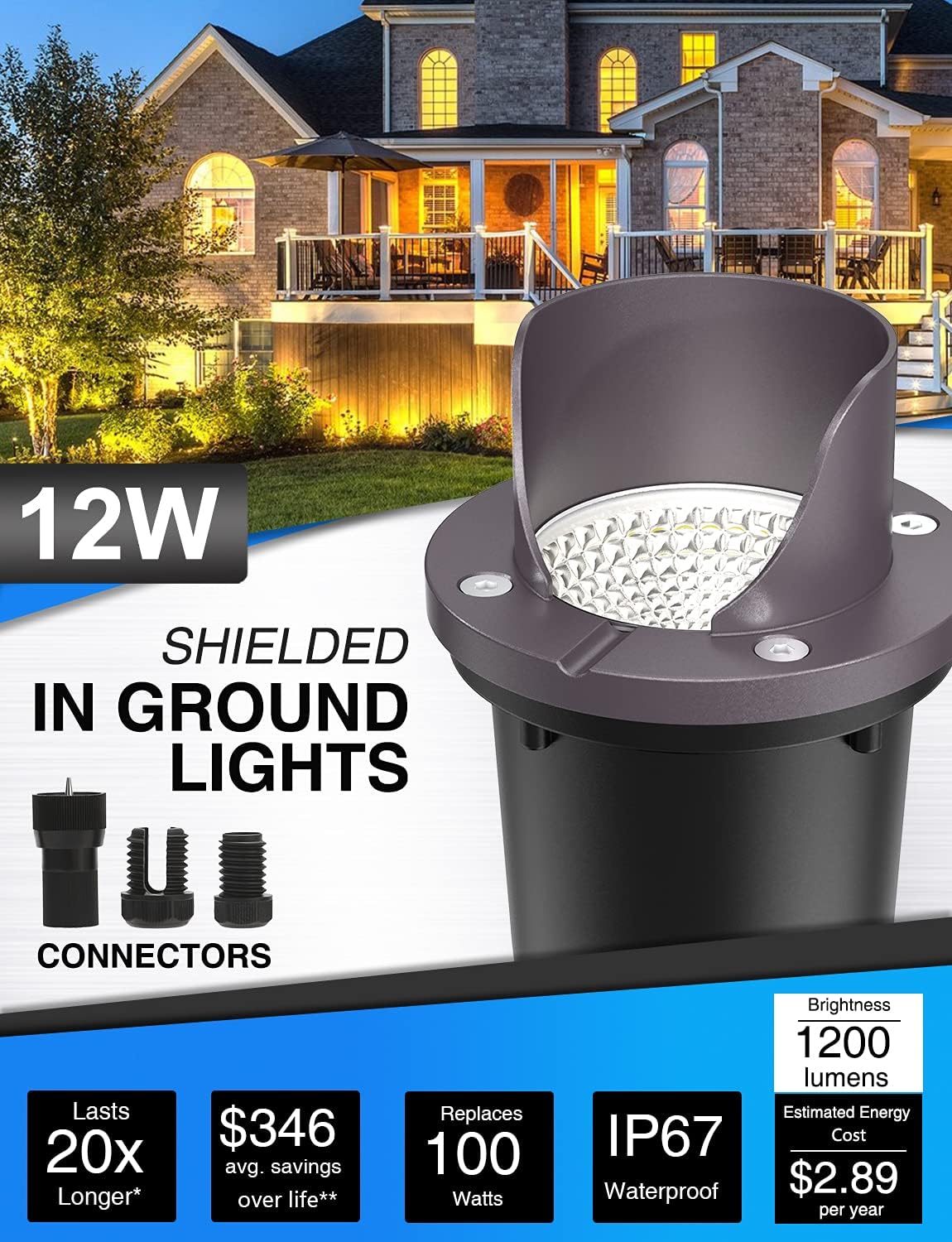12 Pack Low Voltage LED Landscape Lights Warm White X966152