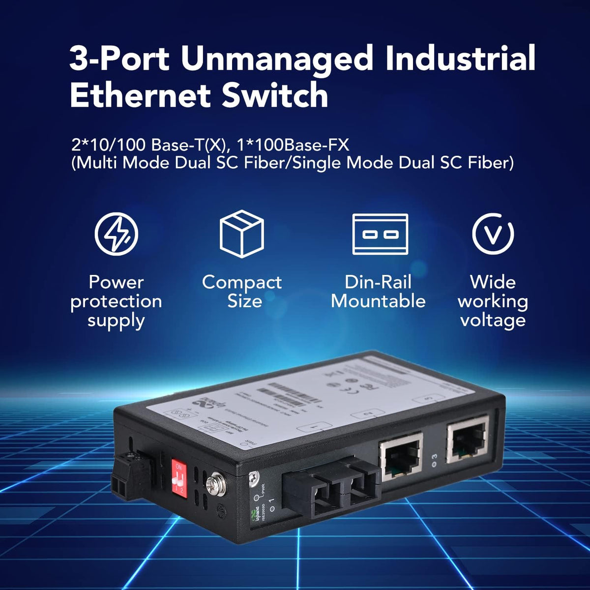 5-Port Unmanaged Industrial Gigabit Ethernet Switch, Pack of 2 B174