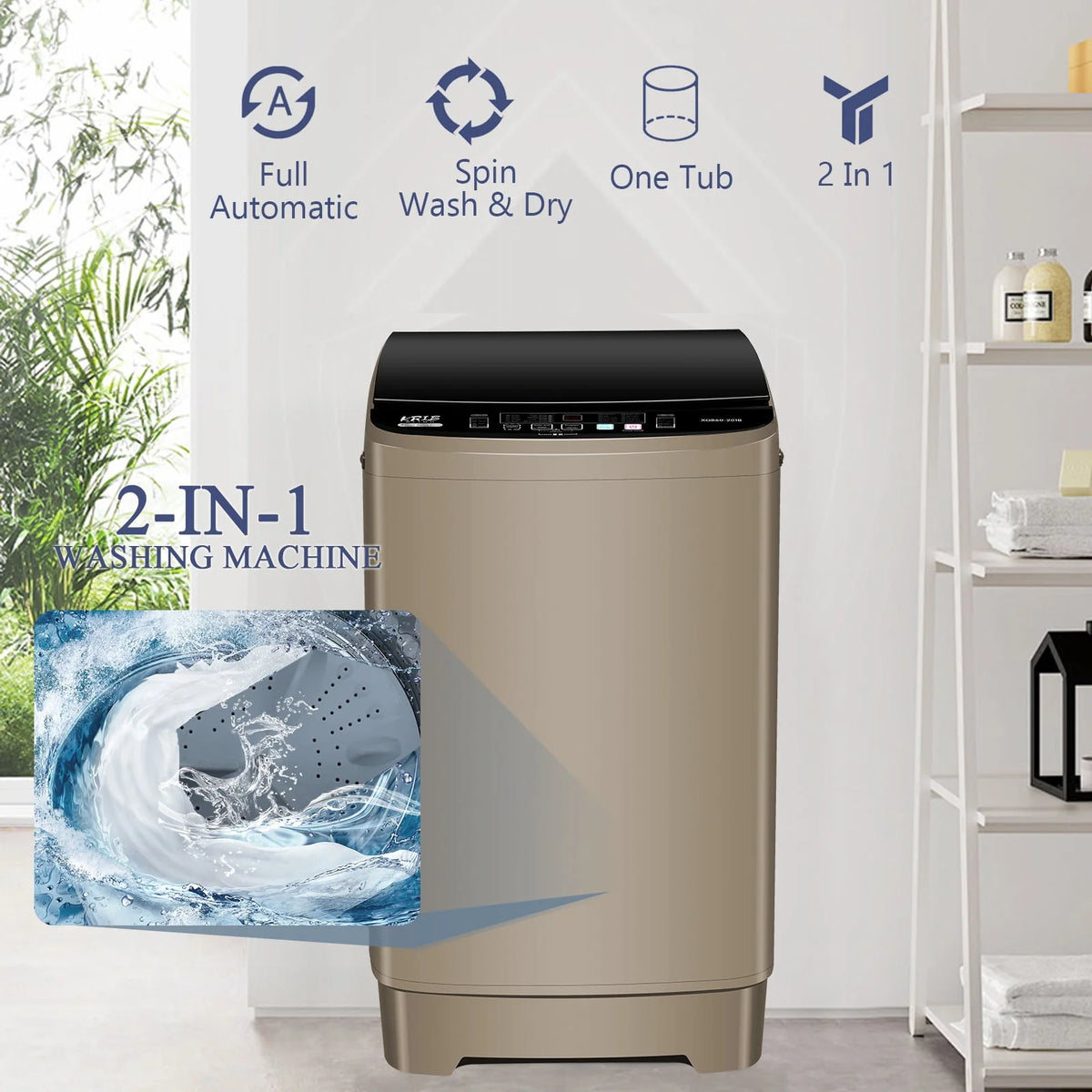 Full-Automatic 17.7 lbs Portable Compact Laundry Washer with Drain Pump B746513