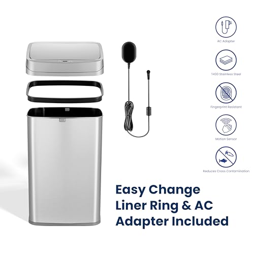 13 Gallon Stainless Steel Motion Sensor Trash Can J967