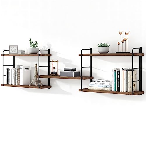 Wall Mounted Floating Shelves, 5 Brown Wood Shelves I379924