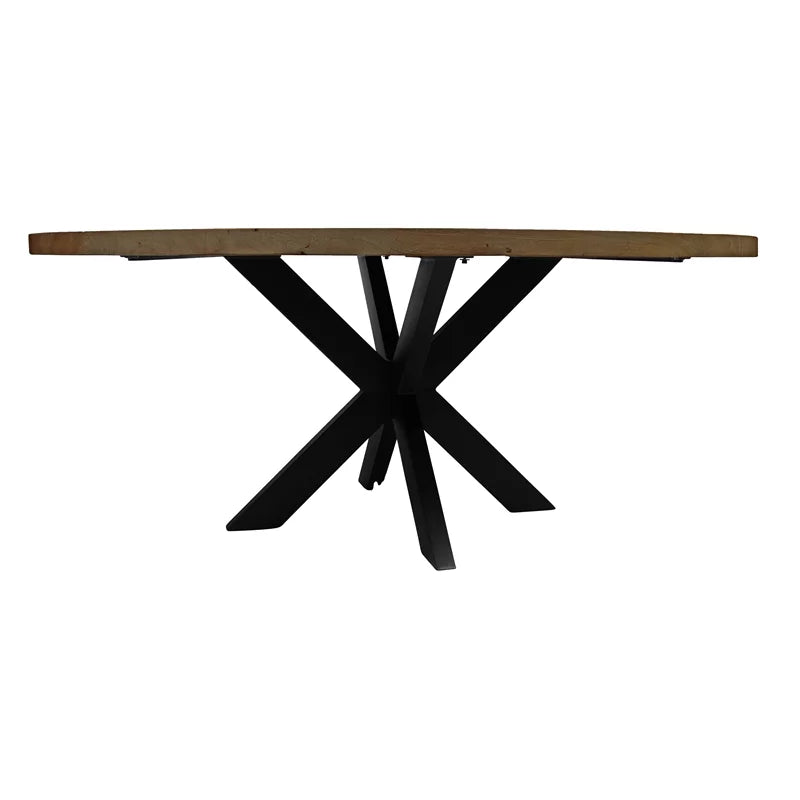 Solid Wood 60" Round Dining Table with Cast Iron Legs G693