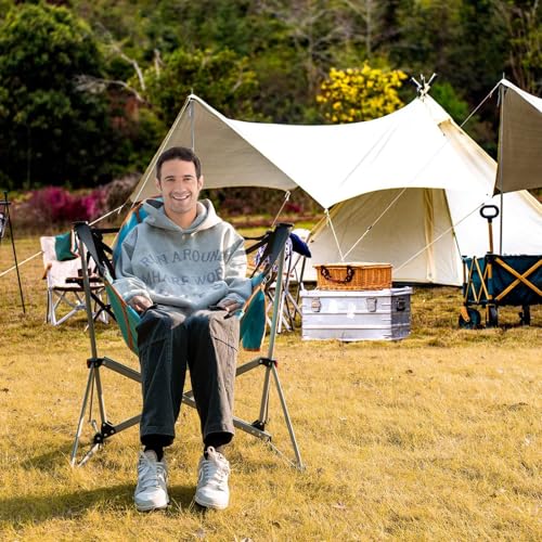 Folding Aluminum Adjustable Hammock Camping Chair with Pillow Cup Holder Carry Bag O242419
