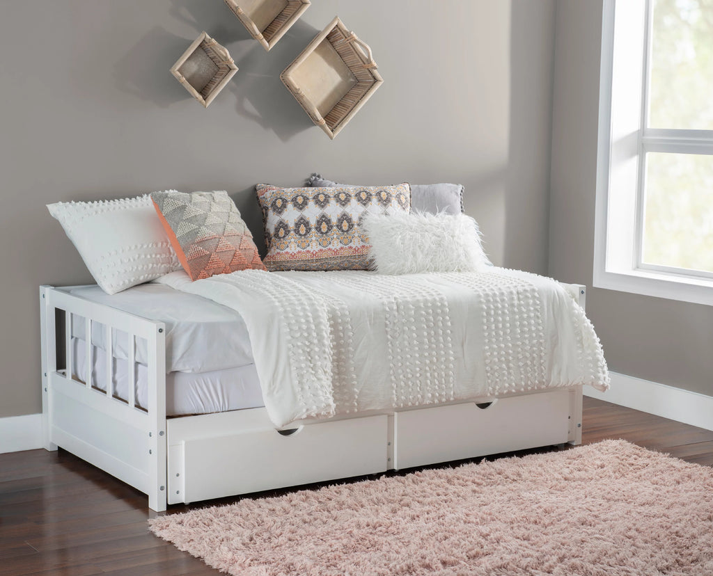 White 2-Drawer Convertible Twin to King Daybed X56931