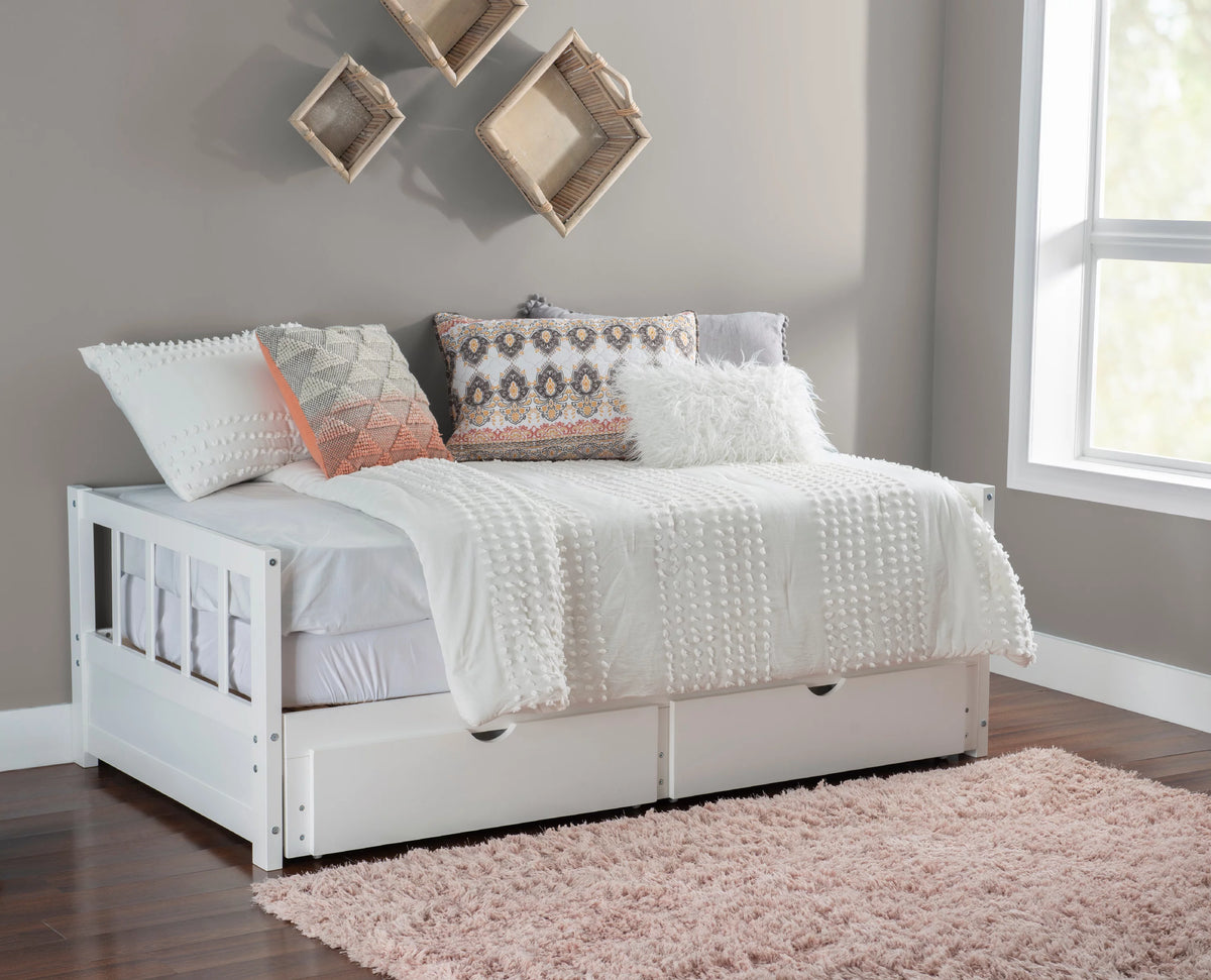 White 2-Drawer Convertible Twin to King Daybed X56931