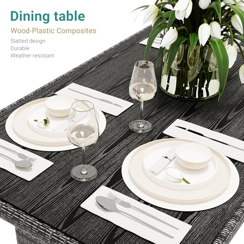 7 Piece Outdoor Patio Furniture Set with Plastic Wooden Table L44729