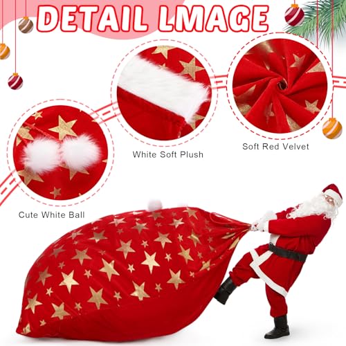 56 x 36 Inch Extra Large Velvet Santa Gift Sack with Drawstring T69264