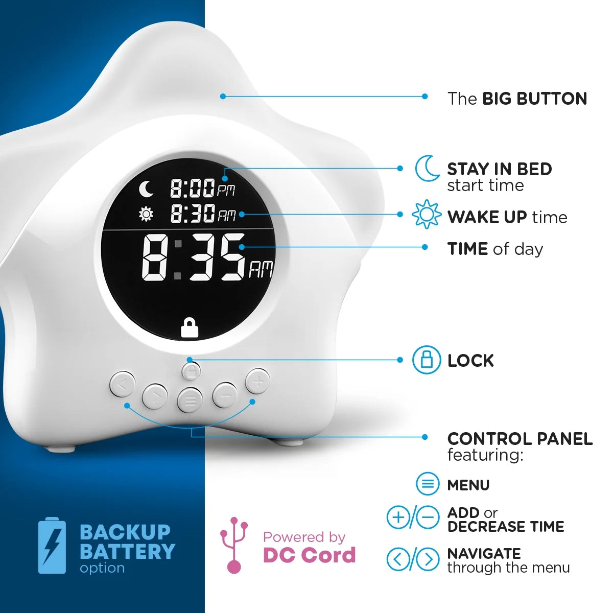 Toddler Sleep Training Clock, Night Light & Alarm Clock Q6422