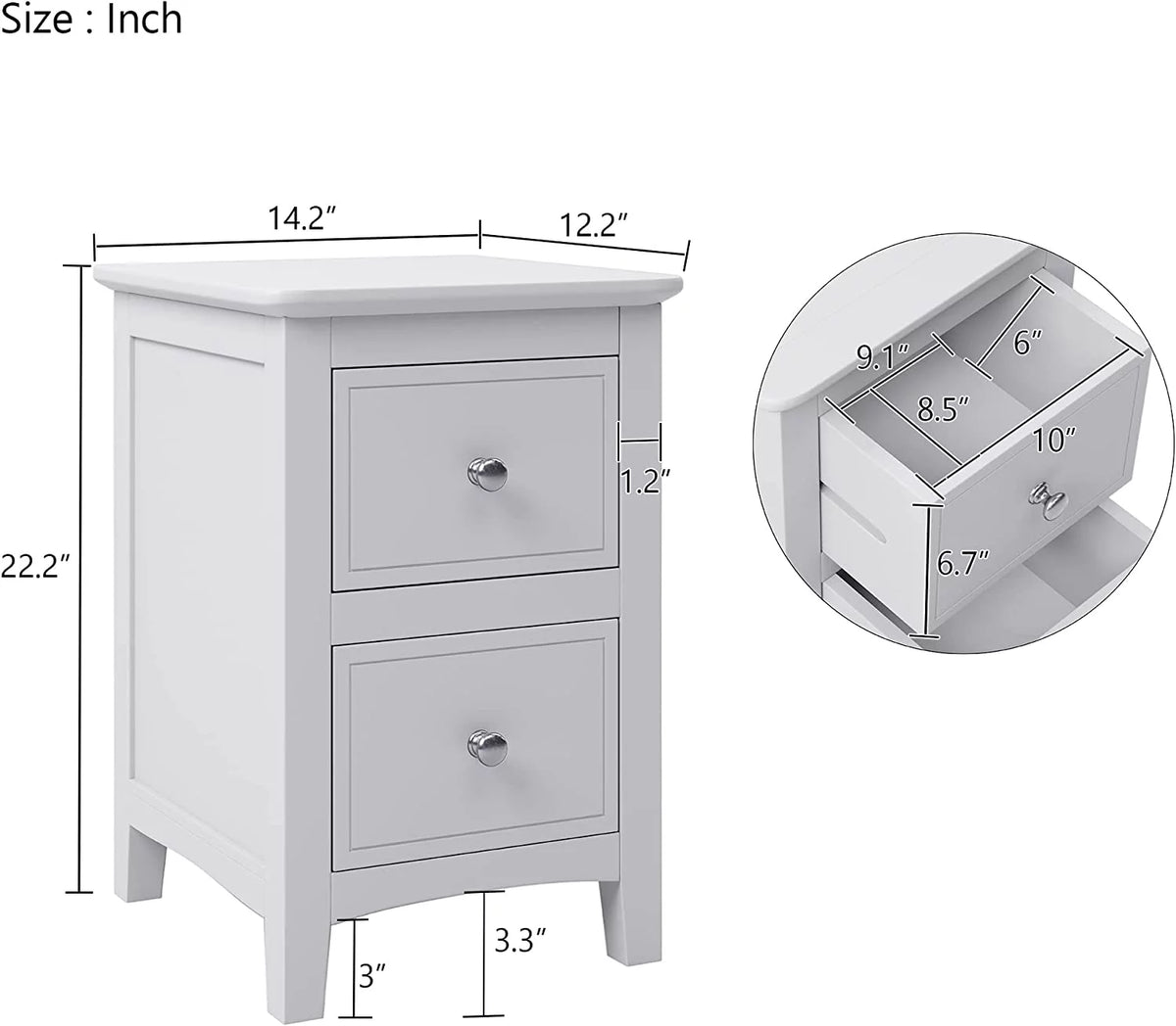 White 3 Piece Wood Bedroom Furniture Set with Full Size Bed P798143