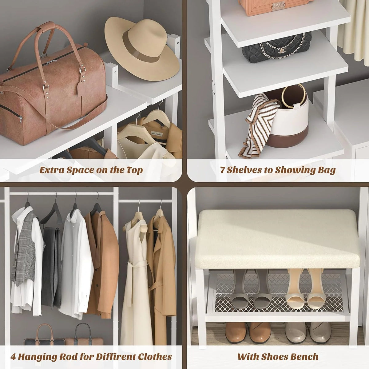White Heavy Duty Clothing Rack with 6 Drawers D68996