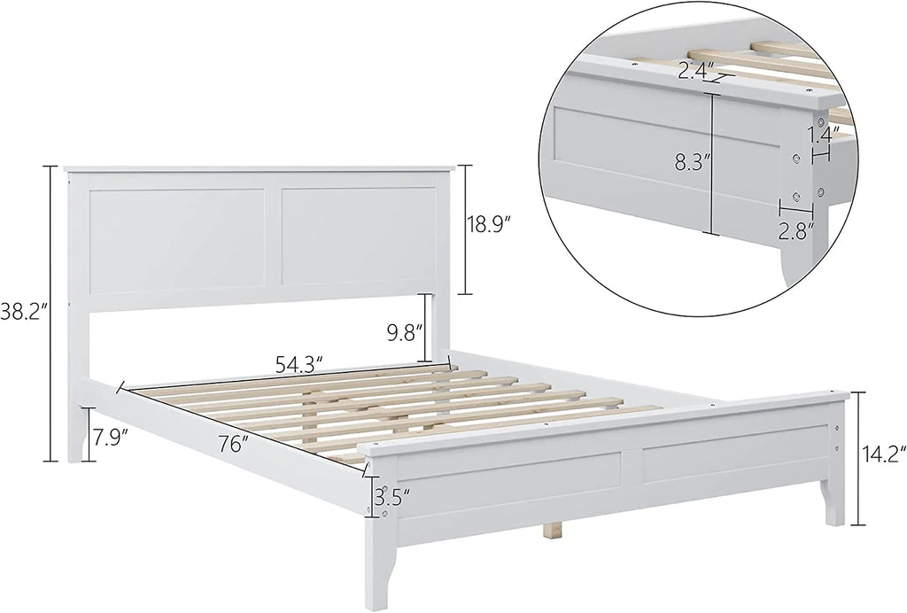 White 3 Piece Wood Bedroom Furniture Set with Full Size Bed P798143