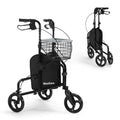 3-Wheel Rollator Walker with Basket & Tray, Black W863868