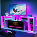 White Entertainment Center with Electric Fireplace and 42 Fireplace M7502