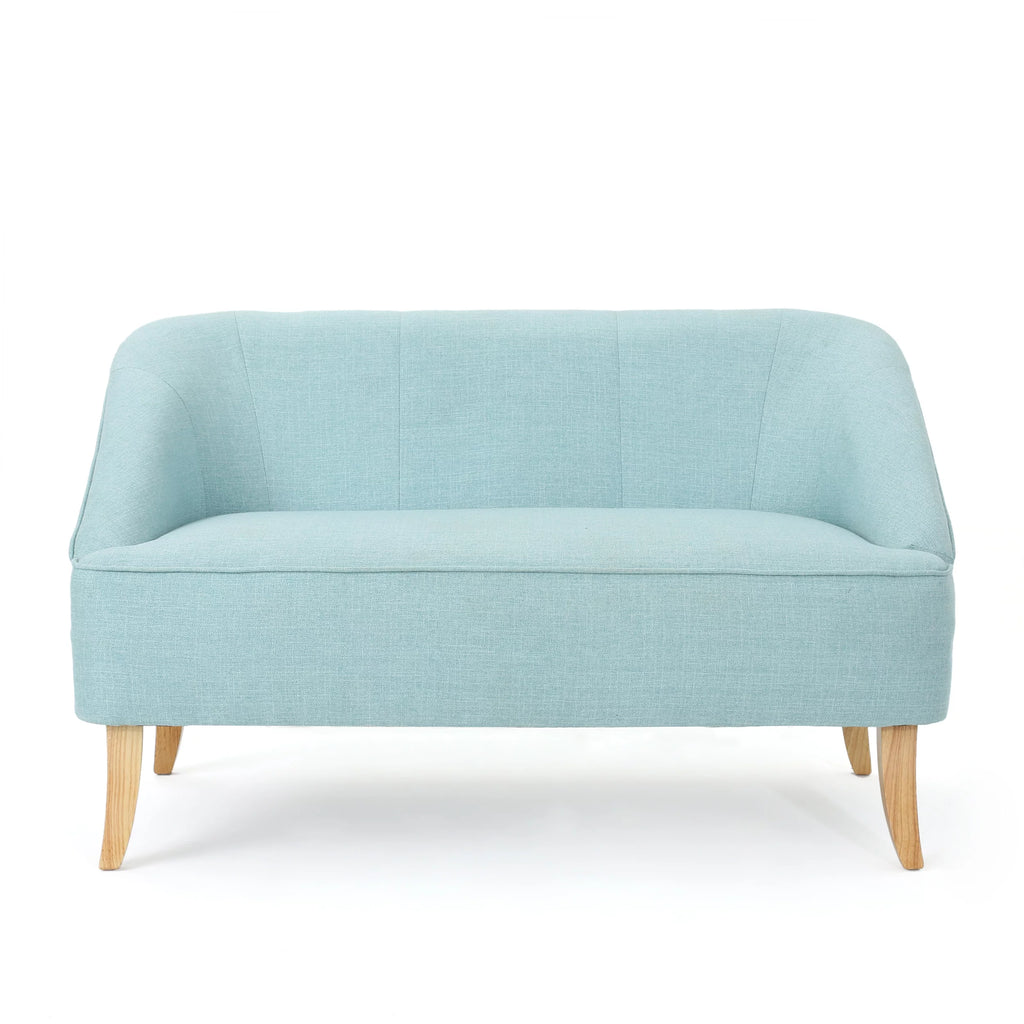 Light Blue Fabric Loveseat F450407