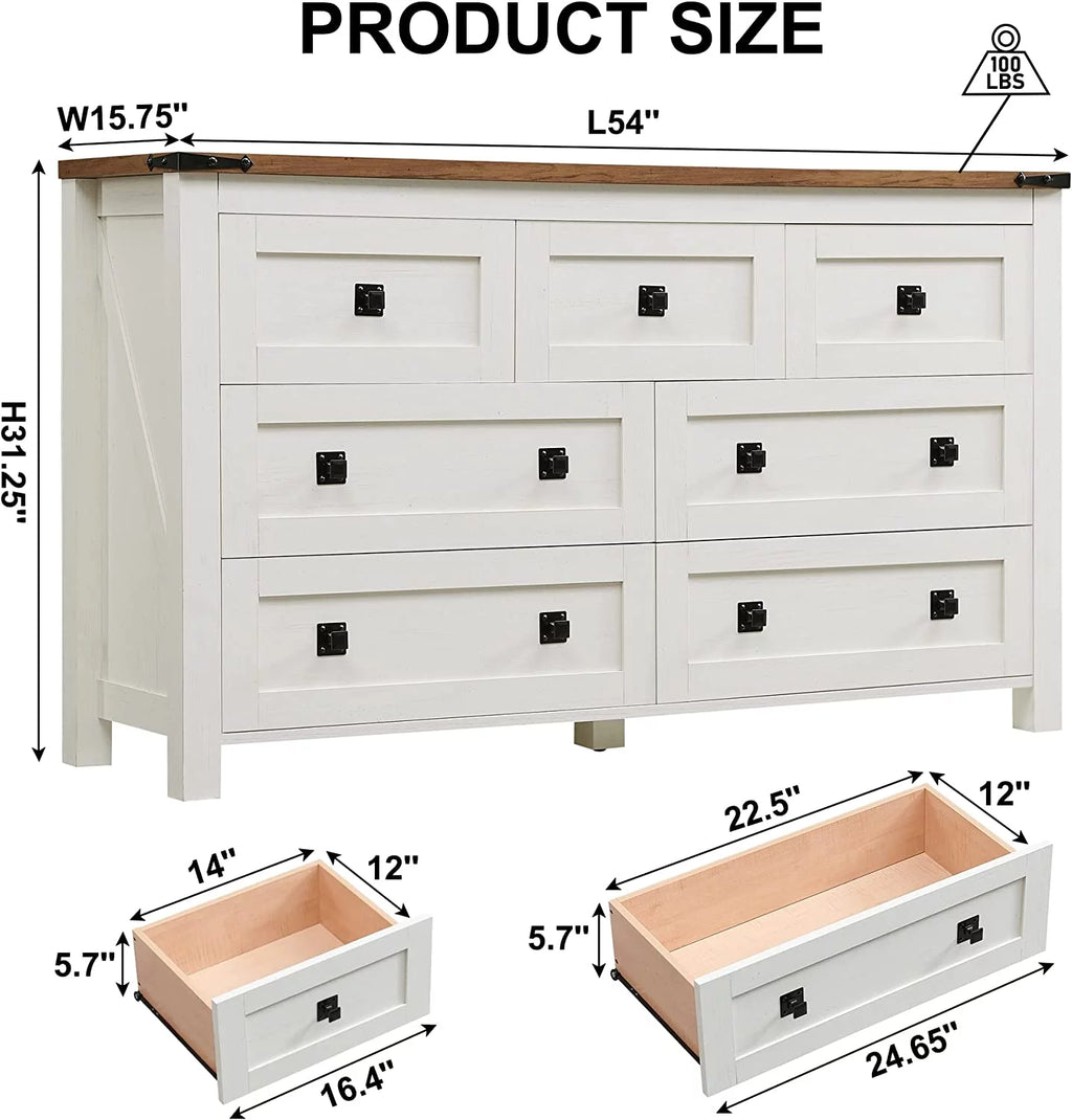 Light Rustic Oak 7 Drawer Dresser Storage Cabinet U961