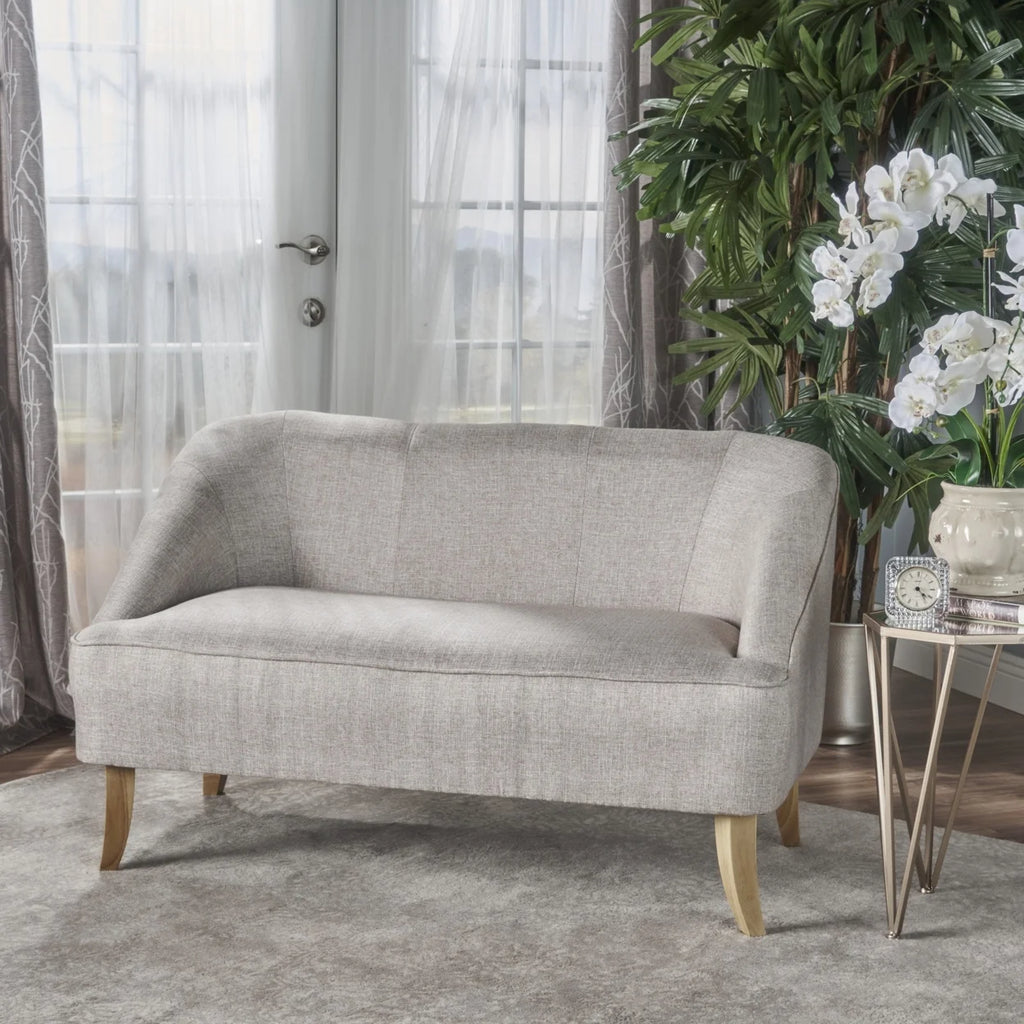 Light Blue Fabric Loveseat F450407