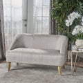 Light Blue Fabric Loveseat F450407