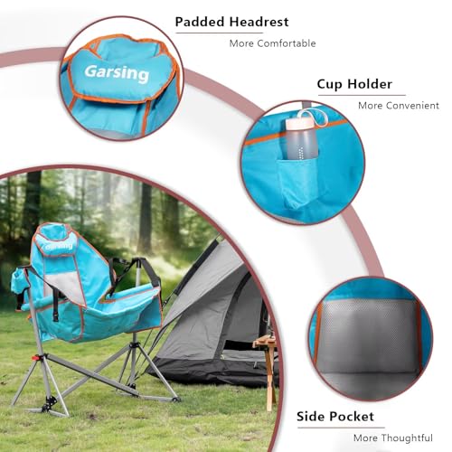 Folding Aluminum Adjustable Hammock Camping Chair with Pillow Cup Holder Carry Bag O242419