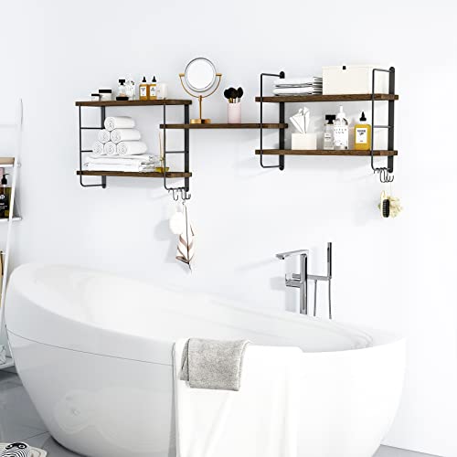 Wall Mounted Floating Shelves, 5 Brown Wood Shelves I379924