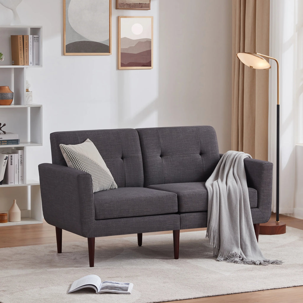 58" Grey Tufted Upholstered Loveseat Sofa K4033